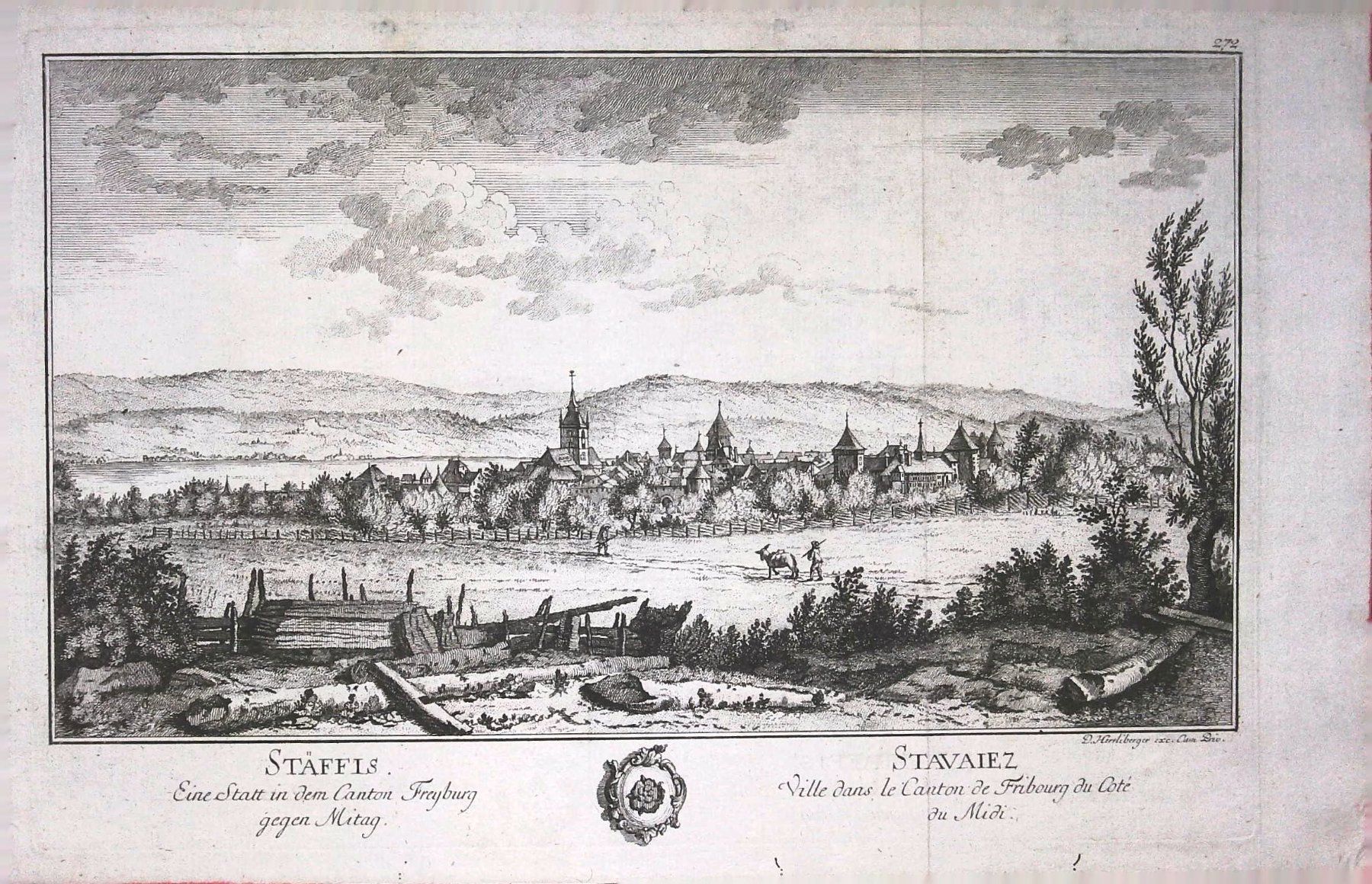Gravures: Estavayer Originalkupferstich 1780 – D'occasion à Rafz par Helvet32
