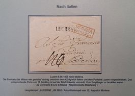 Vorphila Faltbrief Luzern nach Modena 1808
