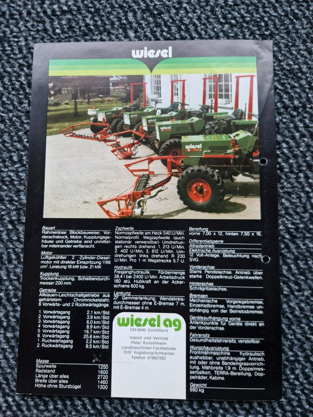 Schilter Trattori: Original Prospekt Schilter Wiesel Traktor – Usato da Dürnten venduto da Bachtel84 2