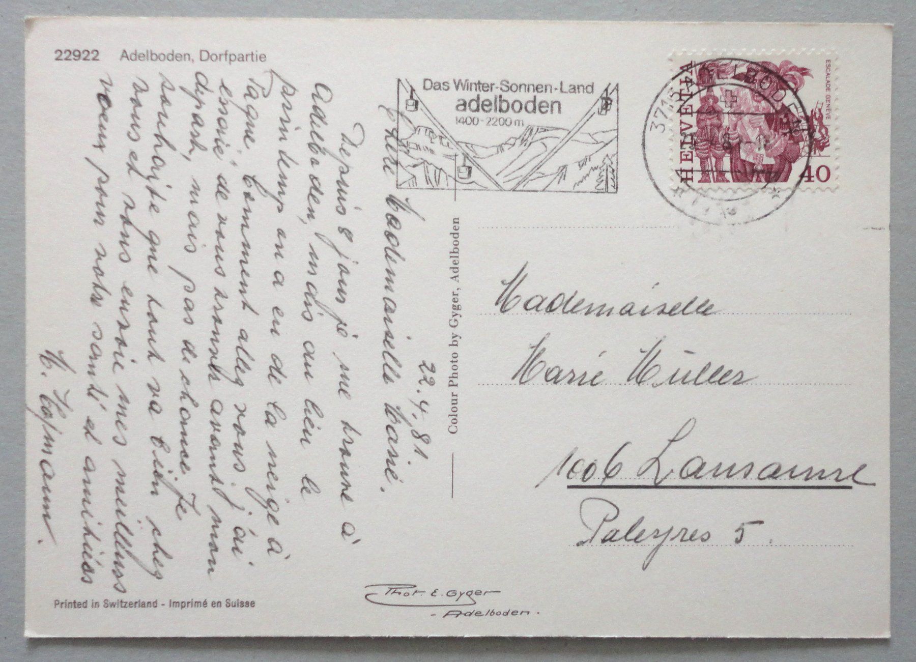 Cartoline postali: Adelboden, Dorfpartie – Usato da Fétigny venduto da Billy2miny 1