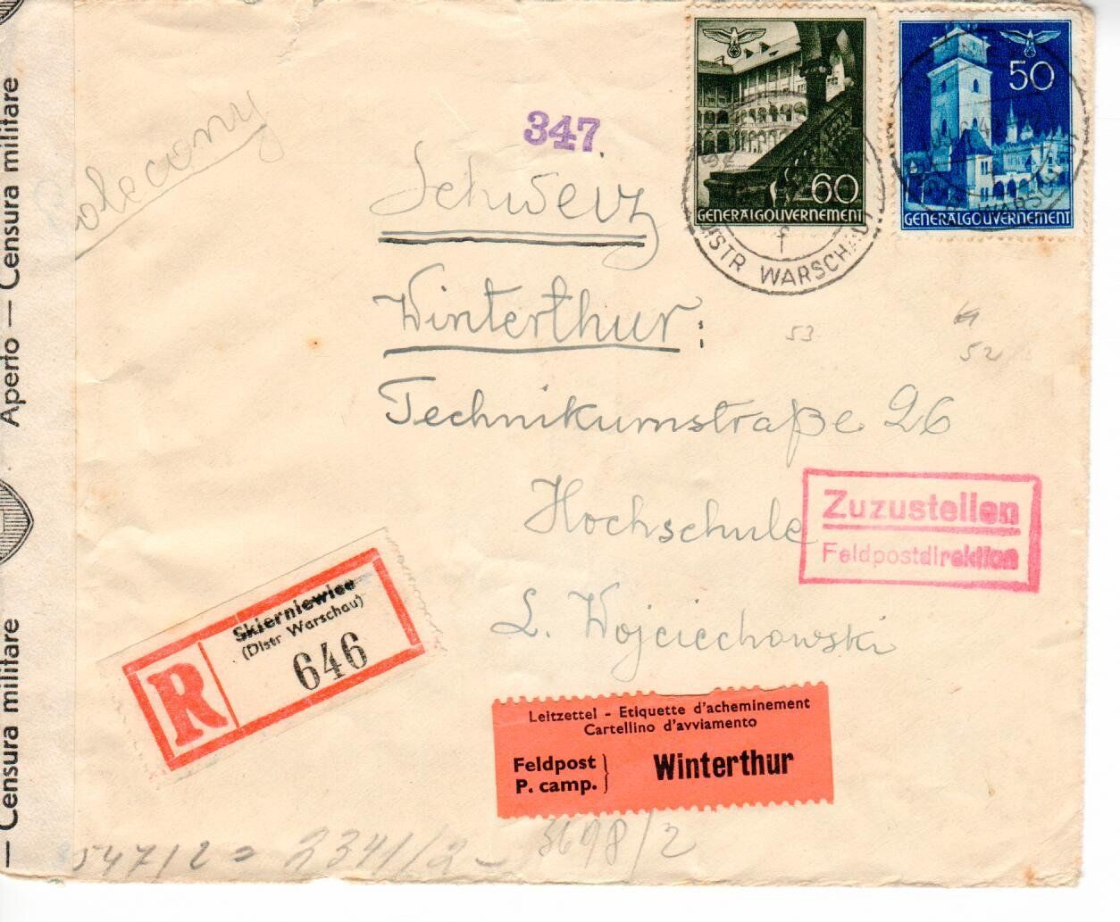 Tutti i francobolli: Brief, Generalgouvernement - Feldpost - Zensur – Usato da Wolhusen venduto da Curver9
