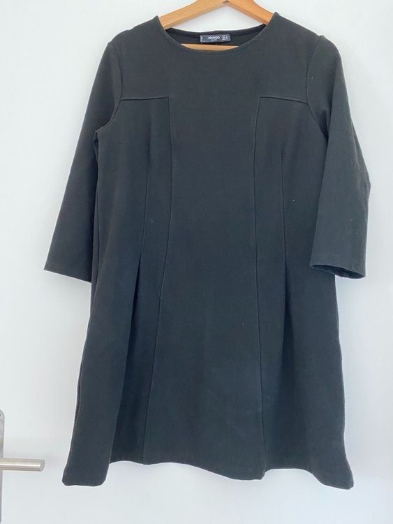 Robe Noire MANGO Taille L Avec Volants Sur La Poitrine - Occasion En Très Bon état, Style Chemisier Chic