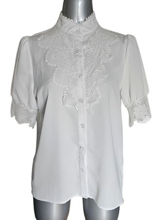 Weisse Bluse mit Spitze, Gr. L
