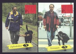 4 MK Hunde mit Sondermarke Blindenwesen