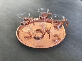 4 tasses Nilsjohan + plateau cuivre