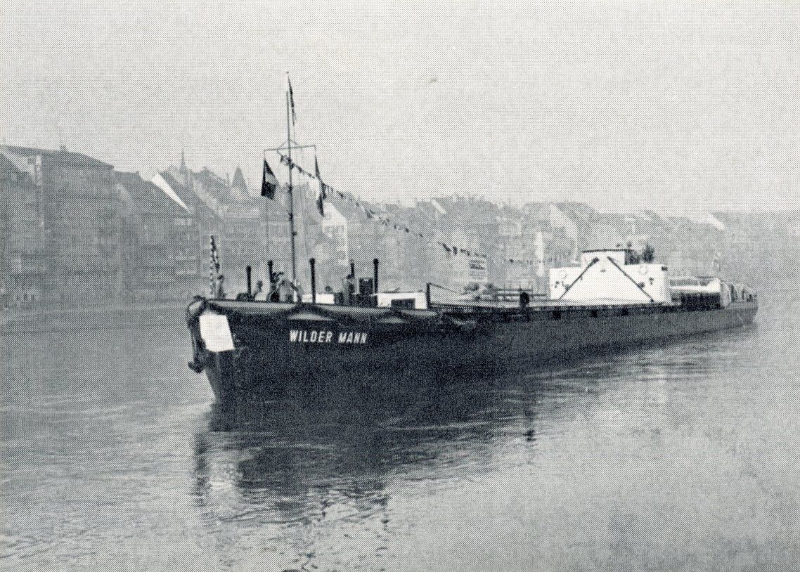 Ansichtskarten: Basel  BS  -  Schiff "WILDER MANN" M. Strohmeyer Kolenhandel – Gebraucht aus Brig von Valcards54