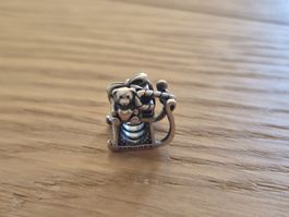 Pandora Silber 925 Charme Schlitten mit Teddybär & Goldherz