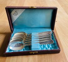 Kaffeelöffel versilbert mit Etui Vintage,  6 Stk.