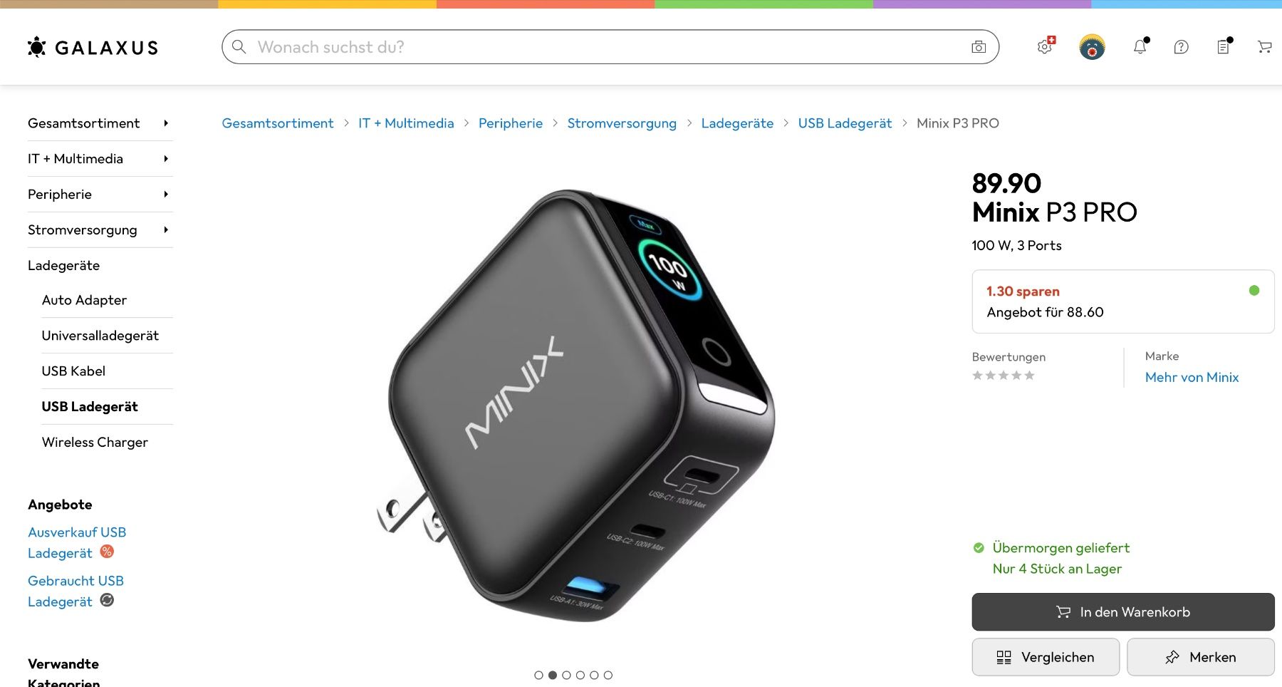 Ladegerät: 100W Minix Ladegerät USB-C mit touch Display Macbook iPhone – Neu (gemäss Beschreibung) aus Olten von Lamb_of_God 1