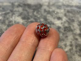 Pandora Charm, 925er Silber, rotes Emaille mit Muster ❤️