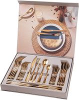 Besteck Gold 6 Personen, Essbesteck Set 30 teilig