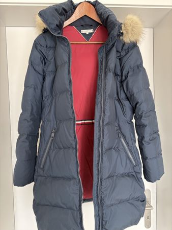 Tommy Hilfiger Daunenmantel dunkelblau Grösse M Kapuze