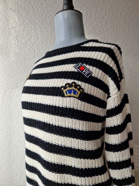 Strick Pullover Pulli Schwarz Weiss gestreift Zara Gr. 152 Kaufen auf