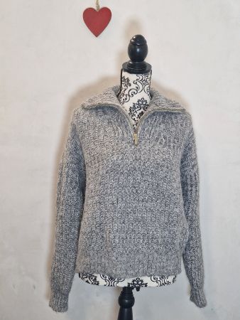 Alpaca Strickpullover grau Reissverschluss ba&sh XS wie neu!
