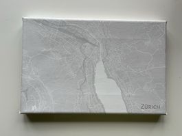 Minimalistisches Leinwandbild „Zürich“ Stadtplan (20x30 cm) 