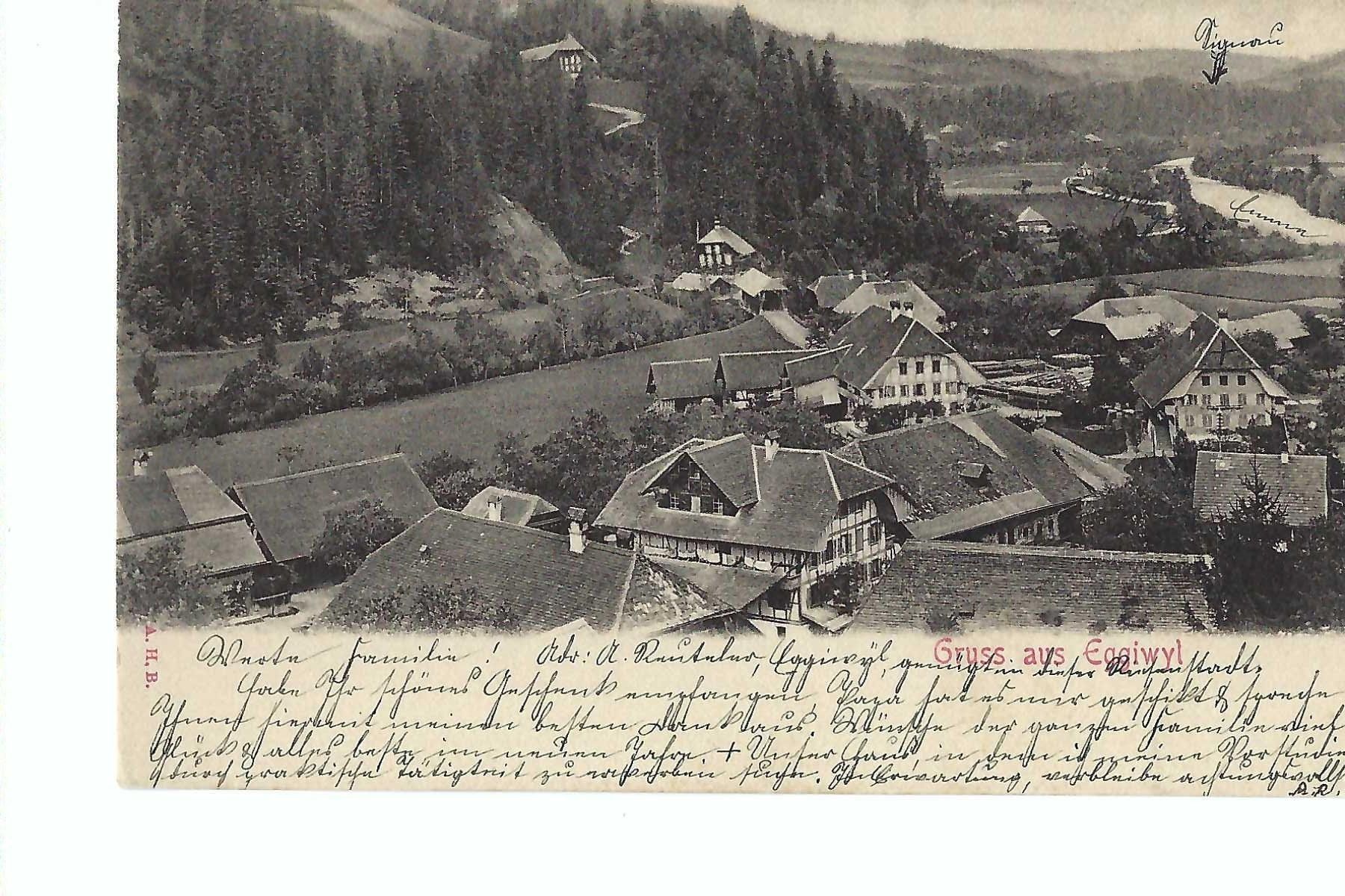 Cartoline postali: Gruss aus Eggiwil BE 1904, Emmental – Usato da Thun venduto da 44wart