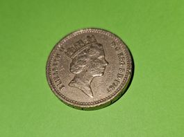 1 Pfund One Pound 1987 UK GB Fehlprägung Decus et Tutamen