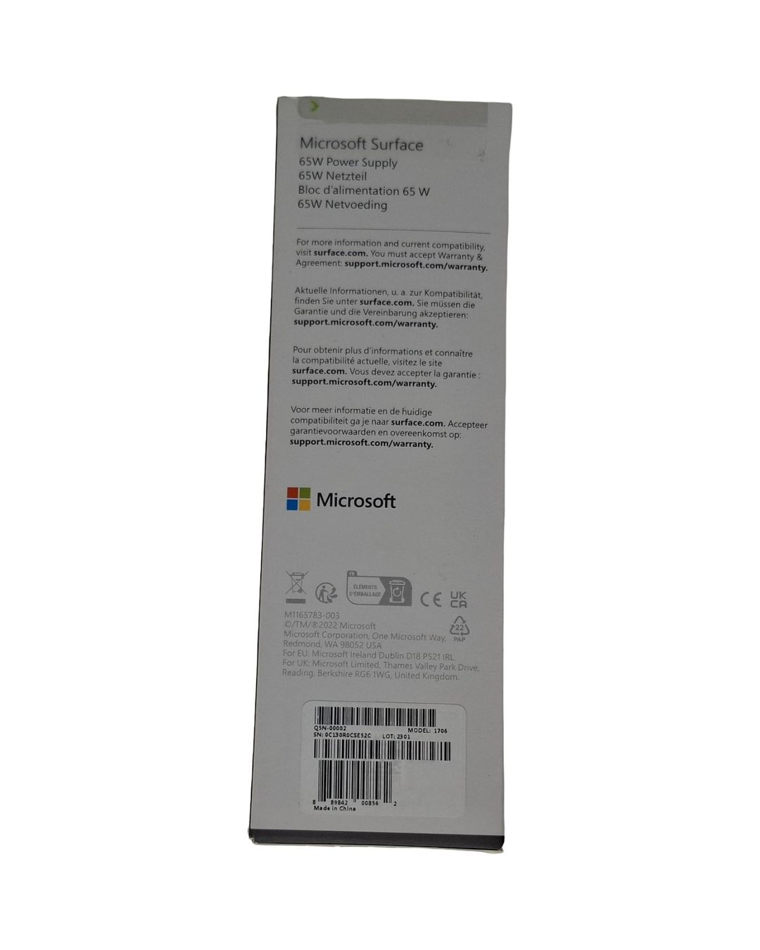 Microsoft Caricabatterie: MICROSOFT Netzteil 65W – Nuovo e nell'imballaggio originale da Wil SG venduto da Restwert_Wil 1