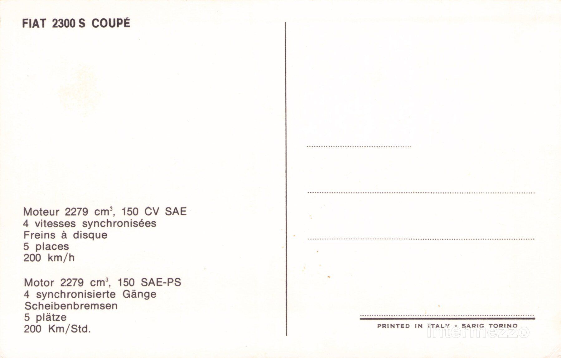 Cartoline postali: Auto // Fiat 2300 S Coupé – Usato da Basel venduto da intermezzo12 1