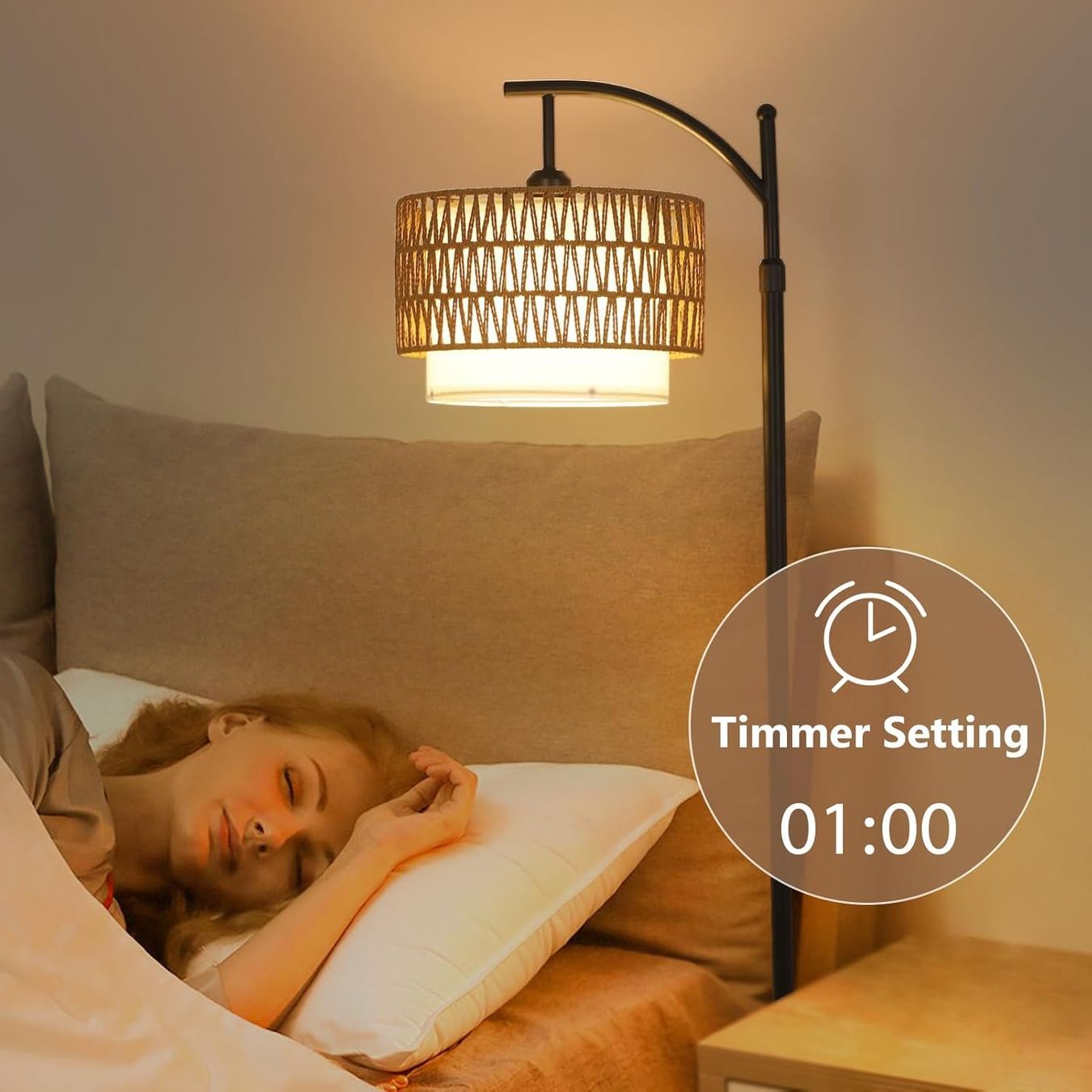 Lampade: Stehlampe Rattan Standleuchte Dimmbar Boho App-Steuerung – Nuovo e nell'imballaggio originale da Dörflingen venduto da Nixhub 8