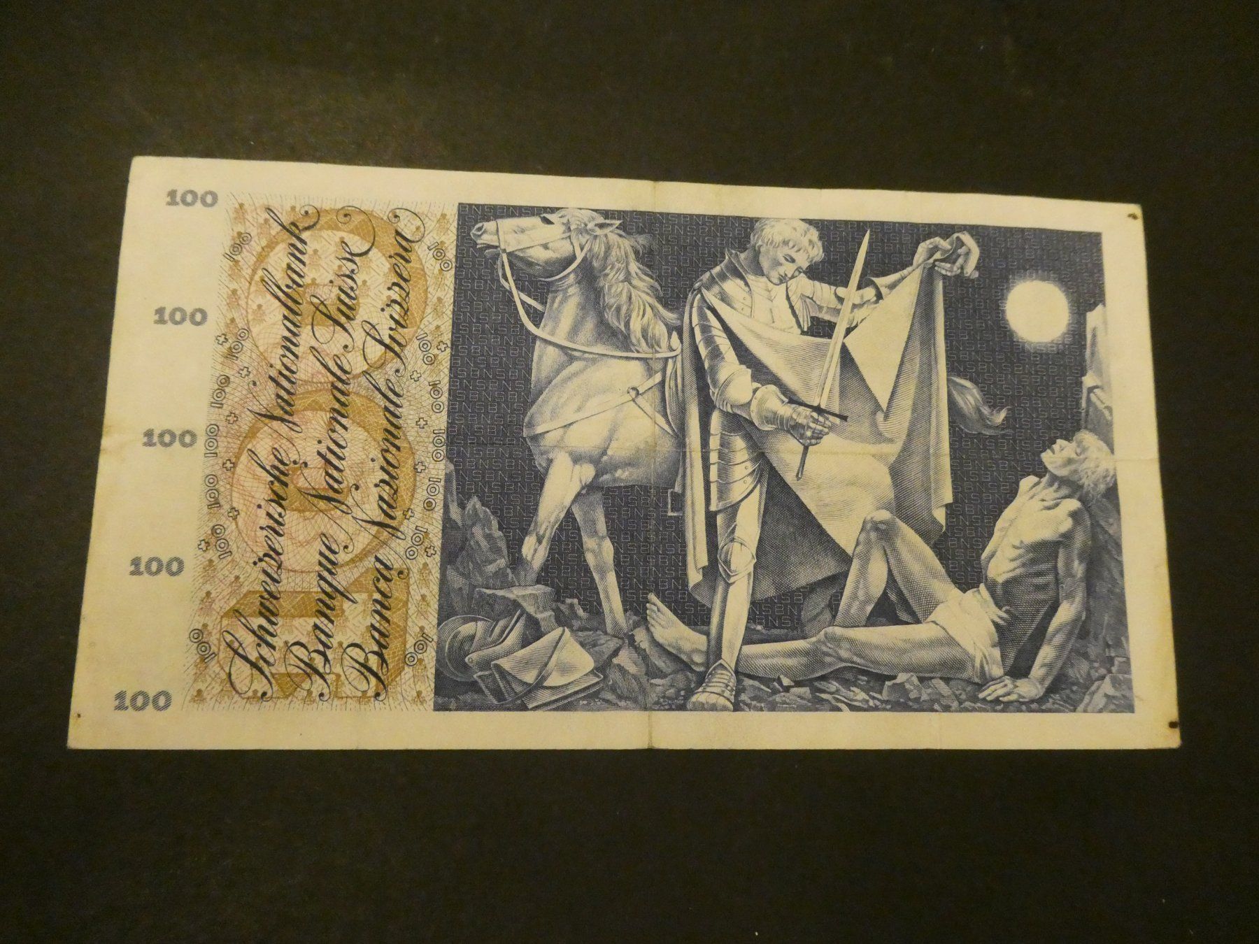 Banknoten: Schweiz 1963, 100 Franken – Gebraucht aus Hinterforst von Rohusri 1