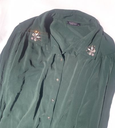 Meraki Bluse grün mit Strass Gr. 2XL