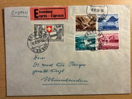 Pro Patria Satzbrief 1952 Nr. 56-60, Eilsendung, SBK 65