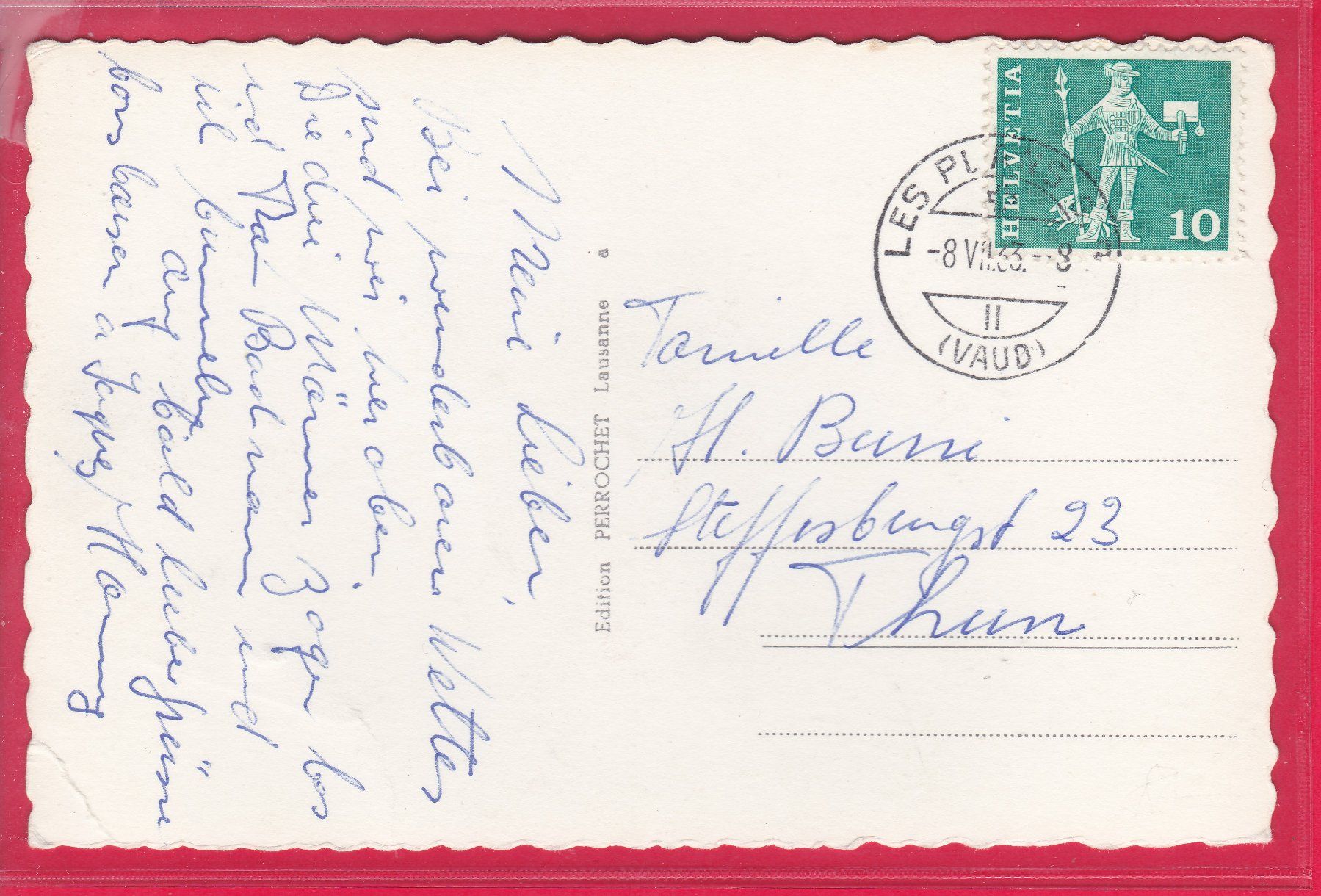 Cartoline postali: LES PLAN & GRAND MUVERAN, 8.7.1963 – Usato da Oberrieden venduto da Gebirgsstelze 1