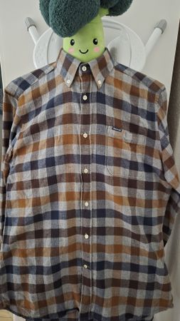 Barbour Ochre/Navy/Grey Check Long-Sleeve Button-Down Shirt