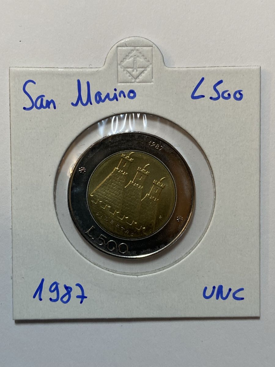 Alle Münzen: San Marin - 500 lires - 1987 - UNC  – Neu (gemäss Beschreibung) aus Payerne von Mike1682