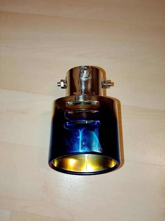 Sistemi di scarico: Universal Auspuffblende  Edelstahl  Burnt Blue Optik – Nuovo (secondo la descrizione) da Hettlingen venduto da London1982