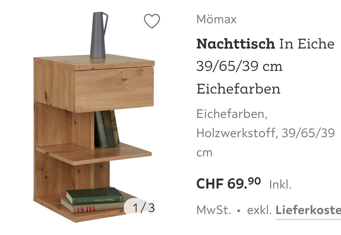 Mömax Comodini: Nachttisch in Eiche von Mömax Neu – Usato da Rheinfelden venduto da annimo