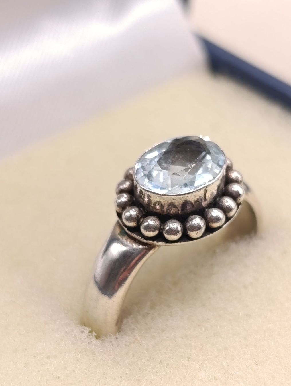 Anelli: Vintage 925er Silber Ring mit Aquamarin Edelstein Top – Usato da Steffisburg venduto da 1.Schmuckschatulle 1