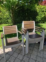 Gartenstühle Holz Metall weiss braun 4 Stück Stapelbar