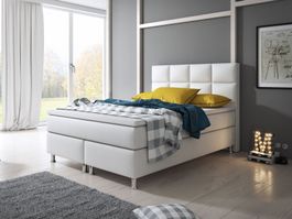 Boxspringbett 140x200 Kunstleder Weiss Box Springbett