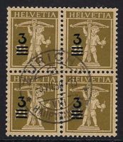 1930 Aufbrauchsausg.Tellknabe 4er-Bl. ⊞ gest. ʘ Nr.180 KP 30