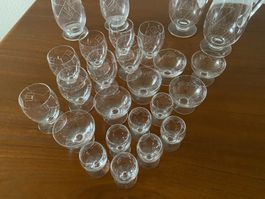 Klangvolles Kristallglas-Service 1930er Wein & Sekt & Wasser