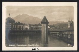 Luzern, Wasserturm und Kapellbrücke mit