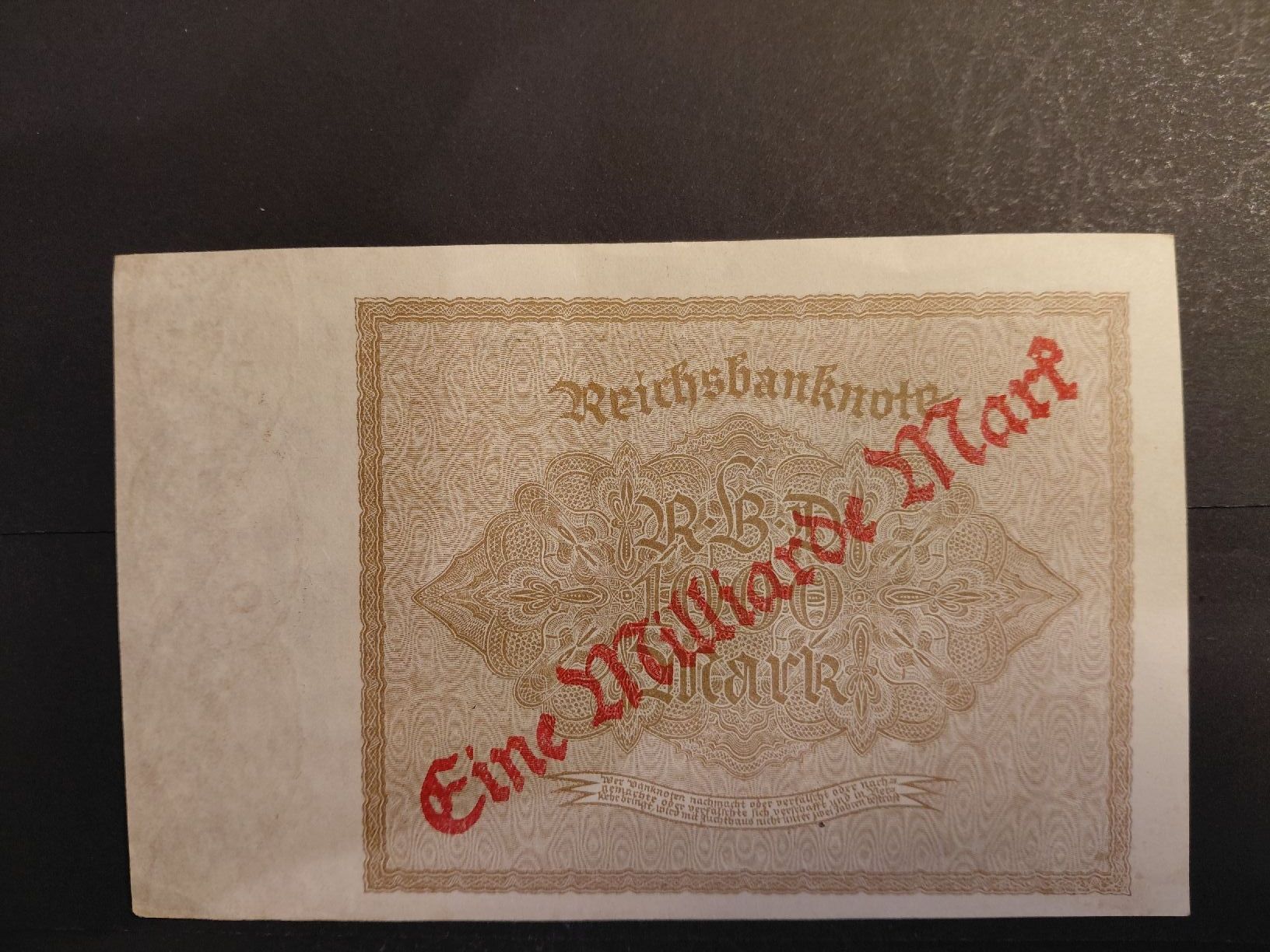 Banconote: Deutschland 1 Milliarde Mark Überdruck – Usato da Bern venduto da scottie3014 1