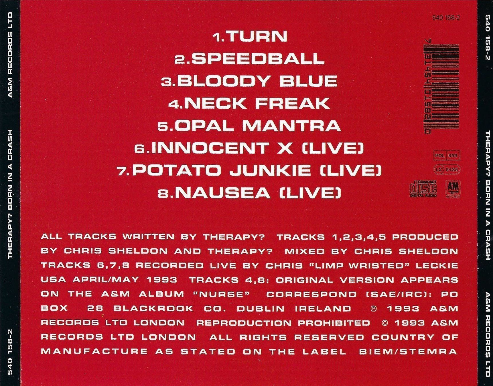 CD: CD: THERAPY? - Born In A Crash – Usato da Rotkreuz venduto da groeli69 1