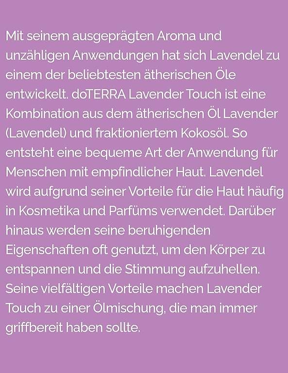 Doterra Oli essenziali: Dõterra Lavender Touch 10 ml – Nuovo e nell'imballaggio originale da Lyss venduto da Infinia 1
