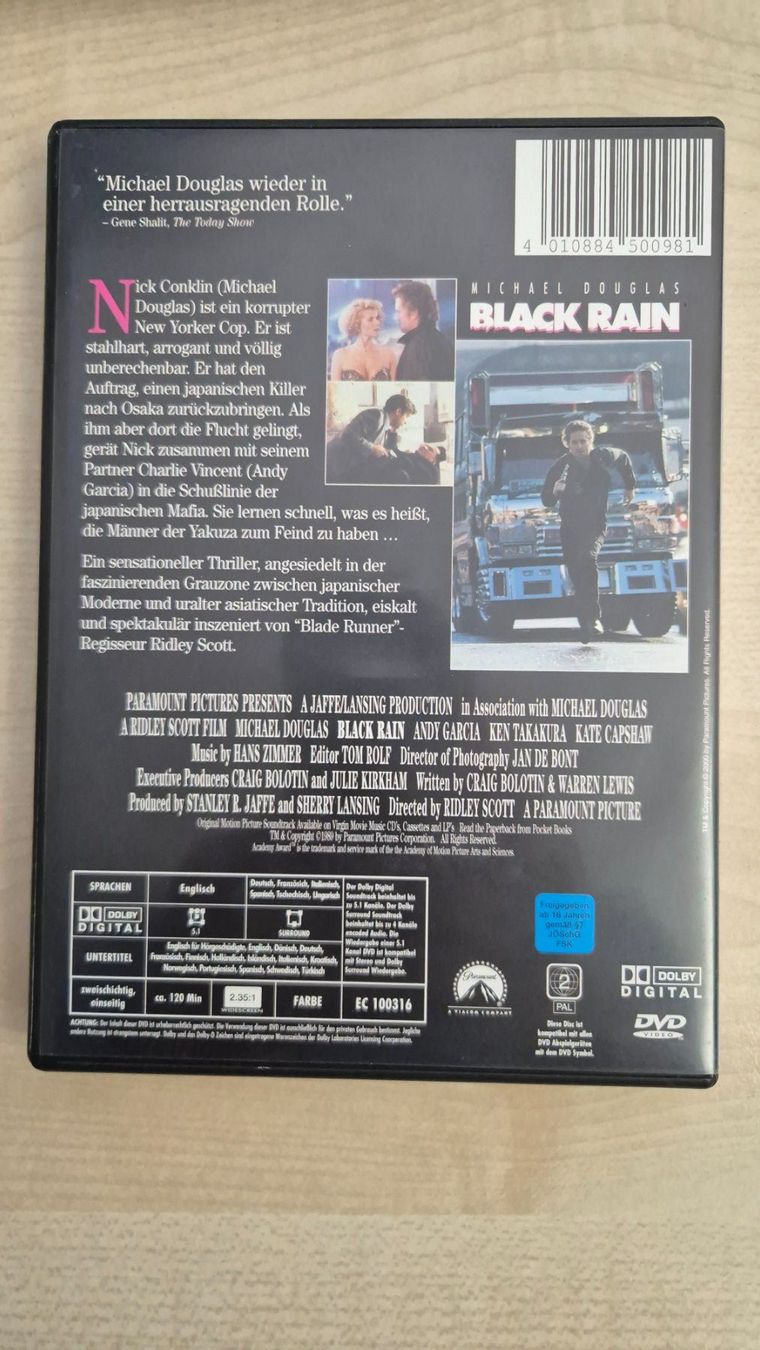 Tutti i DVDs: Black Rain DVD Michael Douglas Widescreen Collection – Usato da Dornach venduto da SolaRich 1