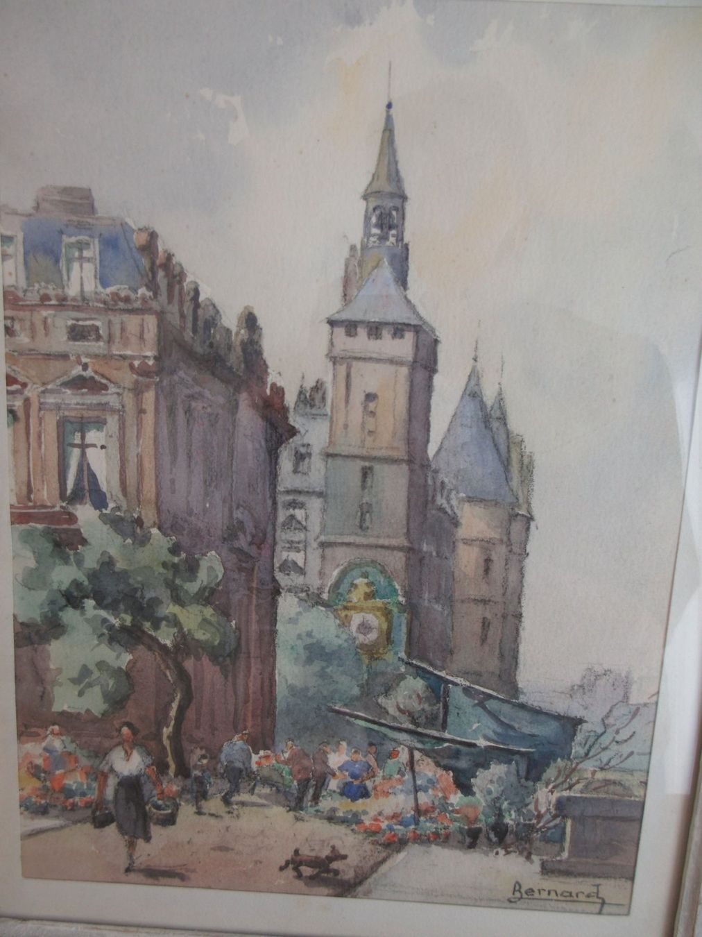 Dipinti: Paris, Marché aux Fleurs, Aquarell hinter Glas – Usato da Binningen venduto da tempipassati 1