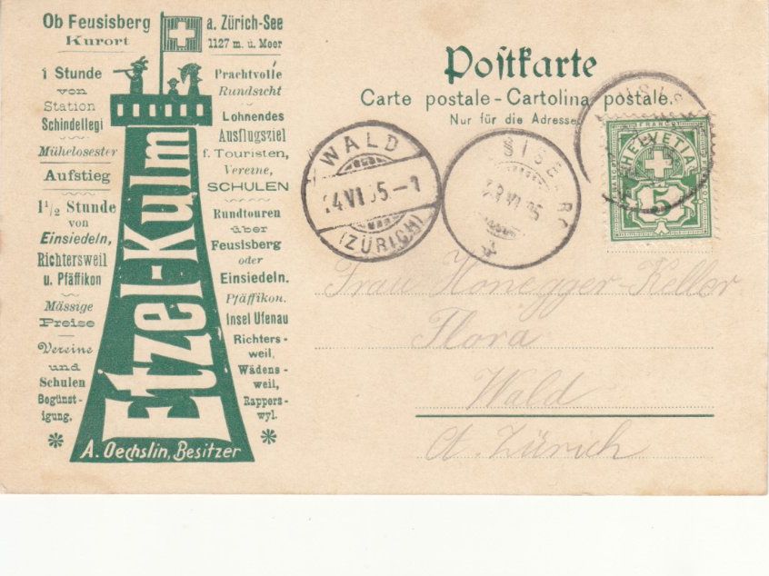 Cartoline postali: Etzel Kulm 1905 mit Werbe-Eindruck – Usato da Bürglen TG venduto da StampGraf 1