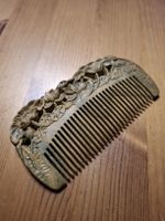 Holzkamm mit Blumenschnitzerei - Handarbeit, Top Zustand
