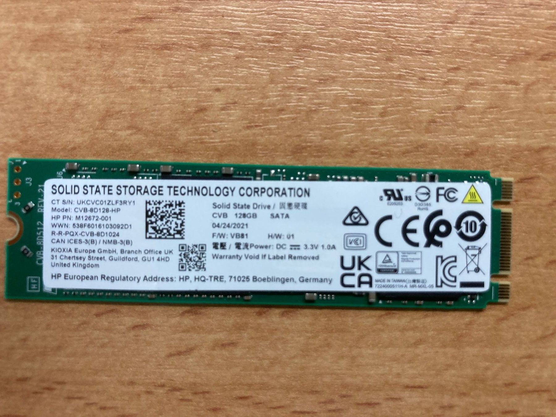 Disques durs: Interne SSD, 128 GB SATA Solid State Drive, HP – D'occasion à Dielsdorf par Textron 1