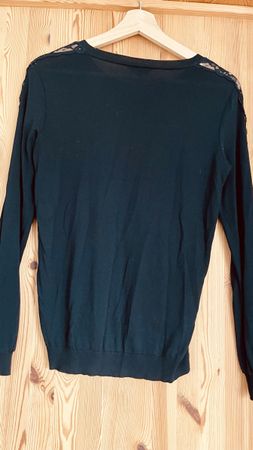 Massimo Dutti SpitzenPullover, Schwarz, Gr. M