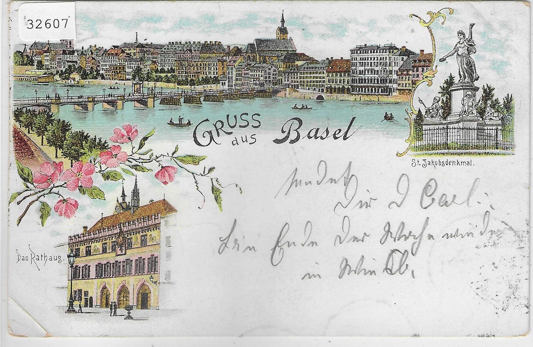 Cartoline postali: Gruss aus Basel - Litho 1899 – Usato da Ettingen venduto da Kartenplanet