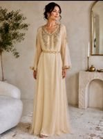 Abito lungo elegante color crema e oro, taglia M-L
