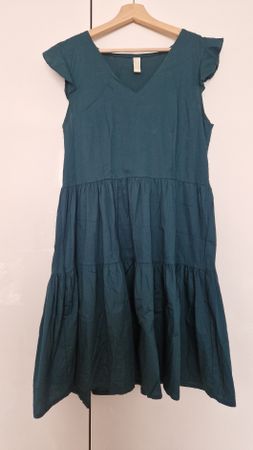 Sommerliches, grünes Kleid mit Volantärmeln, Onesize